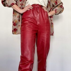 Vintage Oxblood Leather Pants